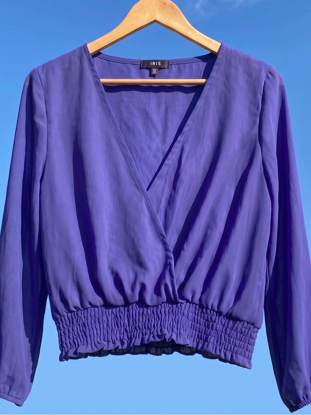 iris Purple Surplice Long-Sleeve Blouse